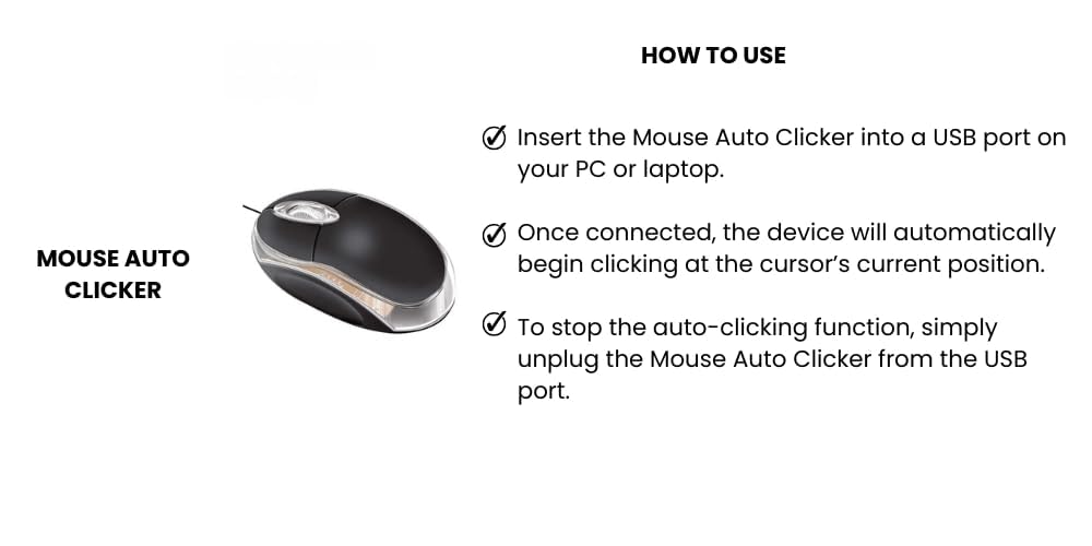 USB Mouse Auto Clicker – Undetectable, Plug & Play, No Software Required | Continuous Auto Clicking Device | Compatible with All Operating Systems | Ideal for Gaming & Repetitive Tasks - Image 5