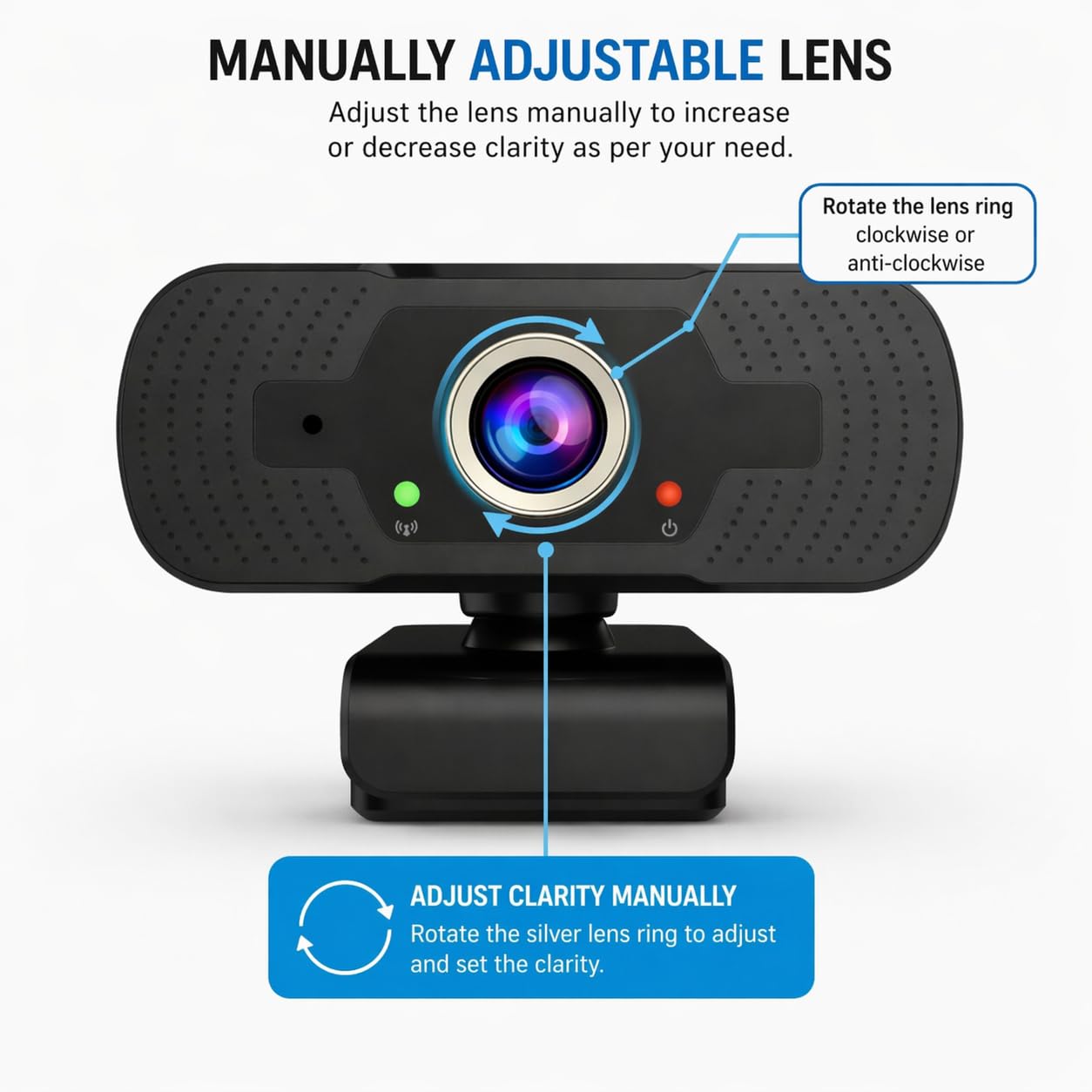 Full HD 1080P Webcam for PC & Laptop | USB Plug and Play Web Camera with Built-in Noise Cancellation Microphone | Online Classes, Video Conferencing & Streaming (Black) - Image 3