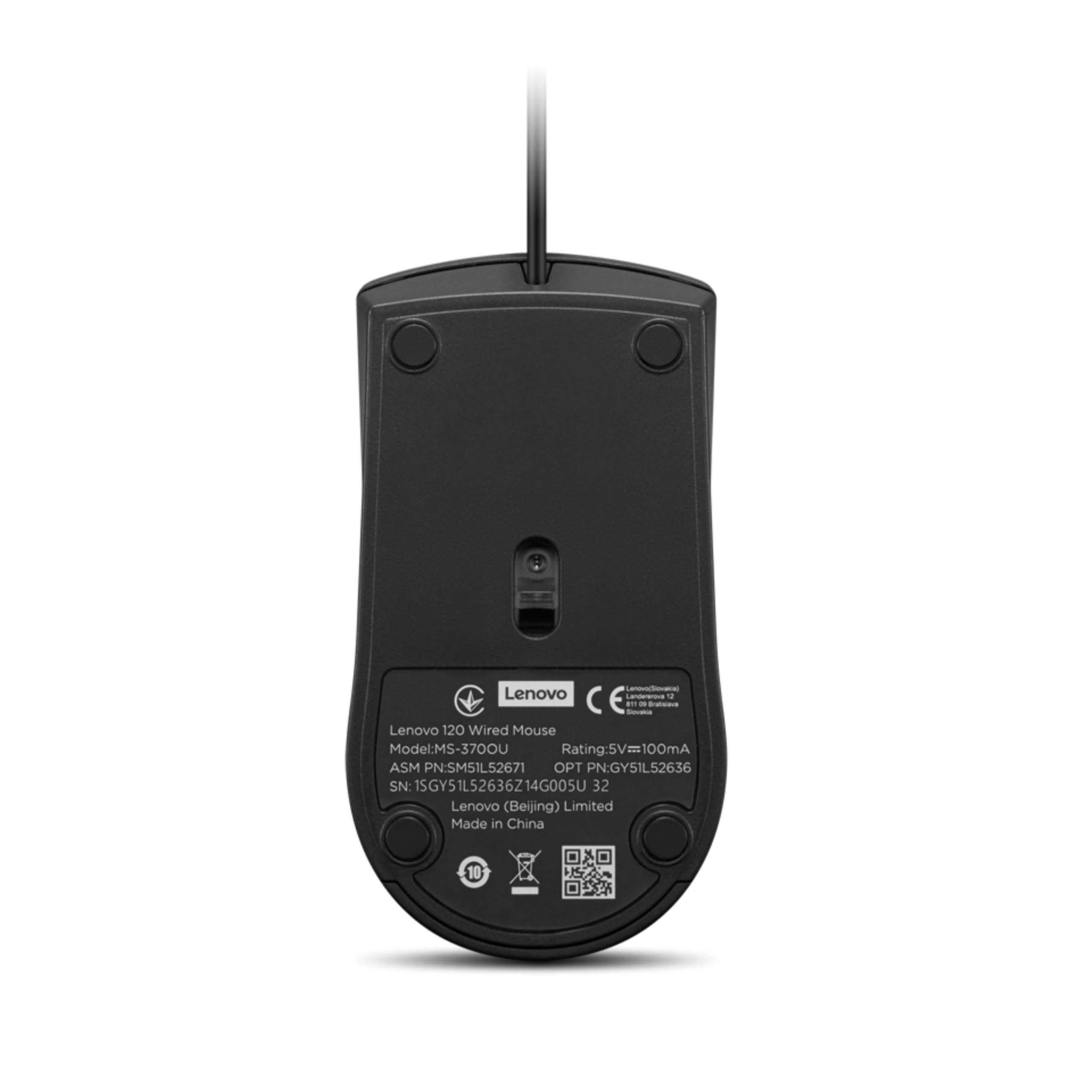 Lenovo 120 Wired Plug & Play USB Mouse, High Resolution 1600 DPI Optical Sensor, 3-Button Design with clickable Scroll Wheel, Ambidextrous, Ergonomic Mouse for Comfortable All-Day Grip (GY51L52636) - Image 6