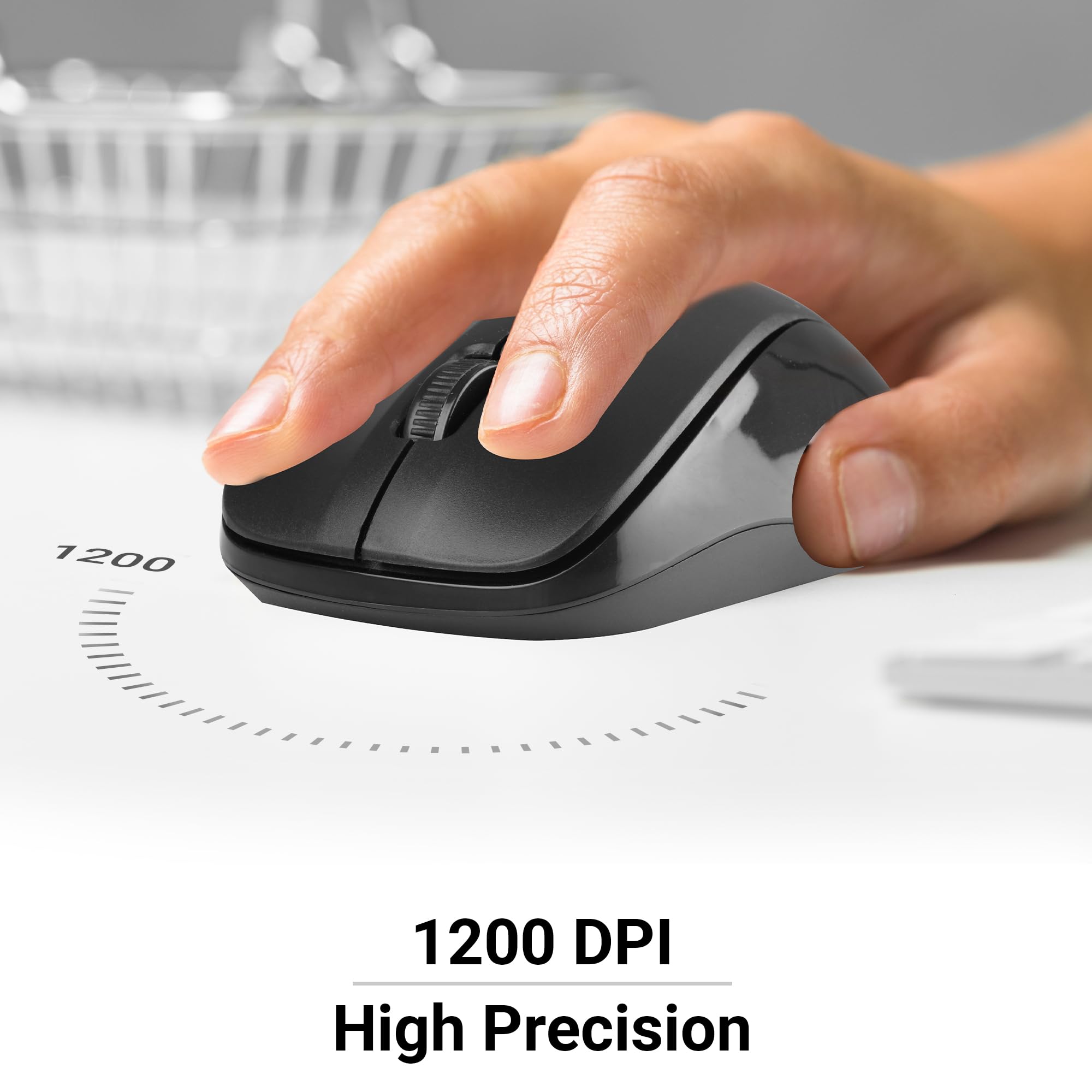 ZEBRONICS Companion 107 2.4GHz Wireless Keyboard & Mouse Combo, 104 Keys, UV Printed keycaps, 12 Integrated Multimedia Keys, 3 Button Mouse, 1200 DPI, High Precision, Advanced Optical Sensor (Black) - Image 7