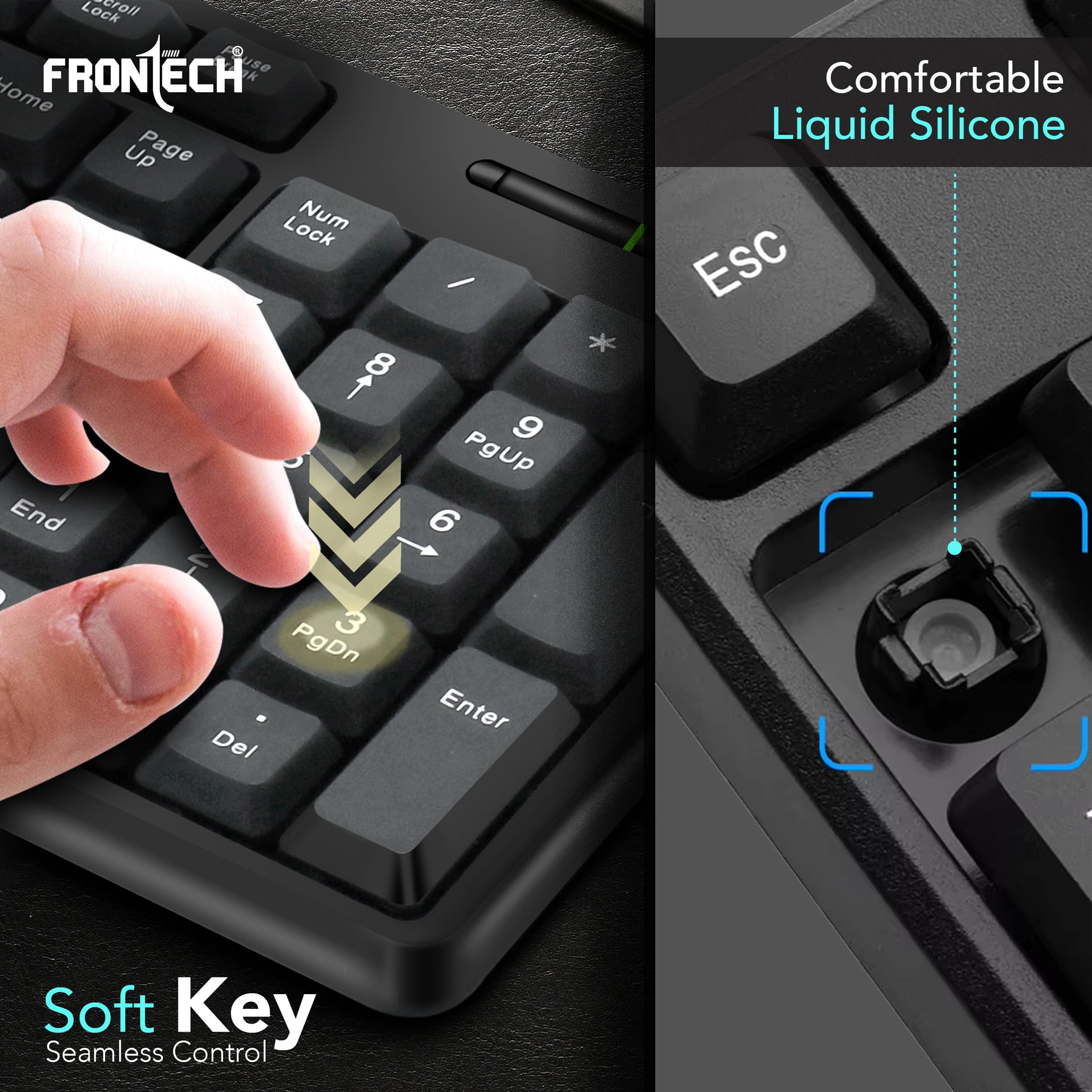 FRONTECH Wired Keyboard | Membrane Keys with Retractable Stands | USB Plug & Play | Ergonomic & Comfortable Design | 1 Year Warranty (FT-1672, Black) - Image 5