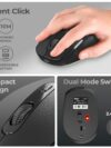 Foxin Flow Wireless Mouse with Rechargeable Battery, Bluetooth & 2.4 Ghz Dual Connectivity, 4 Buttons, Upto 1600 DPI, Type-C Charging | Ergonomic Office Mouse for Laptop, MacBook, PC | Black