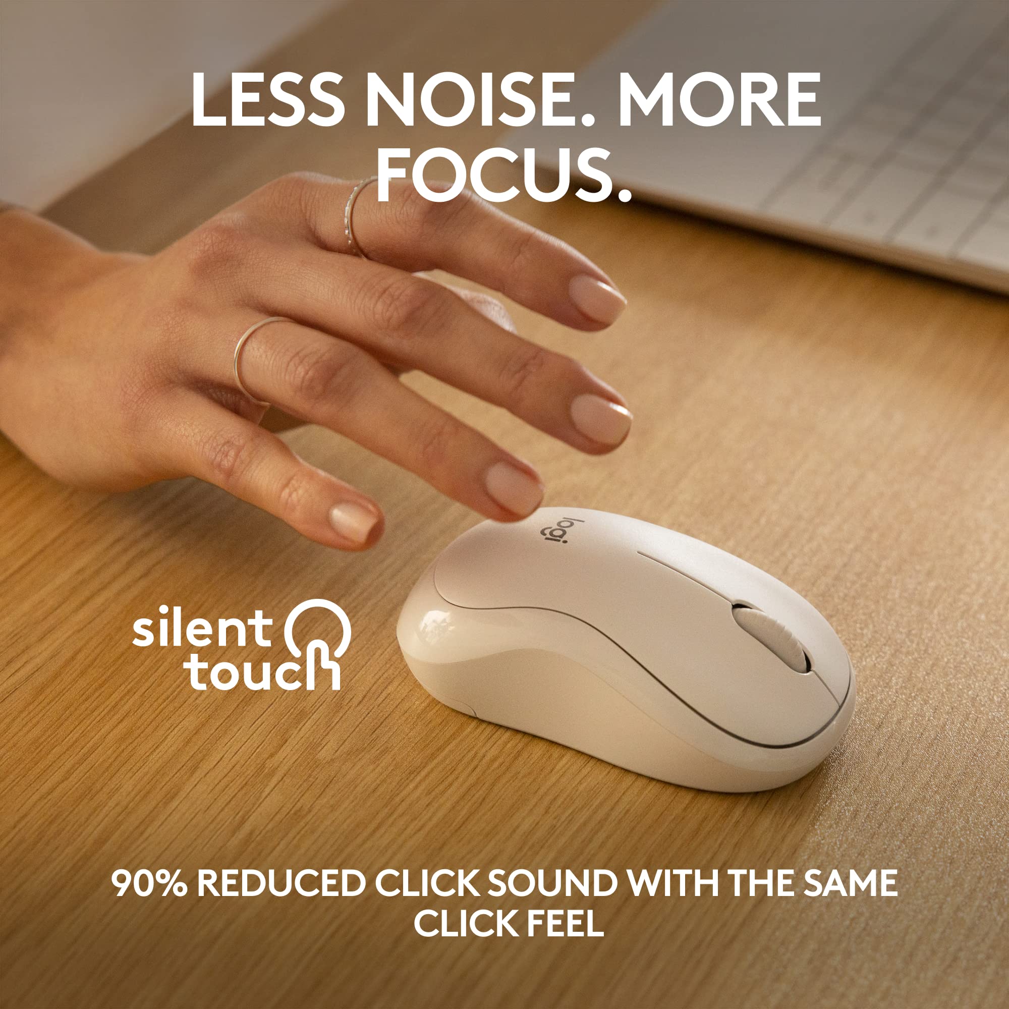 Logitech M240 Silent Bluetooth Mouse, Wireless, Compact, Portable, Smooth Tracking, 18-Month Battery, for Windows, macOS, ChromeOS, Compatible with PC, Mac, Laptop, Tablets - Off White - Image 4